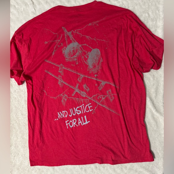 NWOT- METALLICA And Justice For All Red Graphic Band  T-Shirt Unisex - Picture 2 of 7